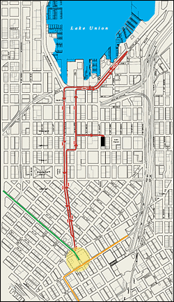 Map of current South Lake Union Streetcar line