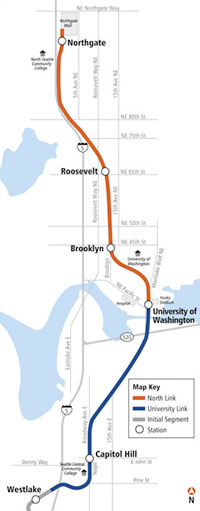 Map of North Link alignment